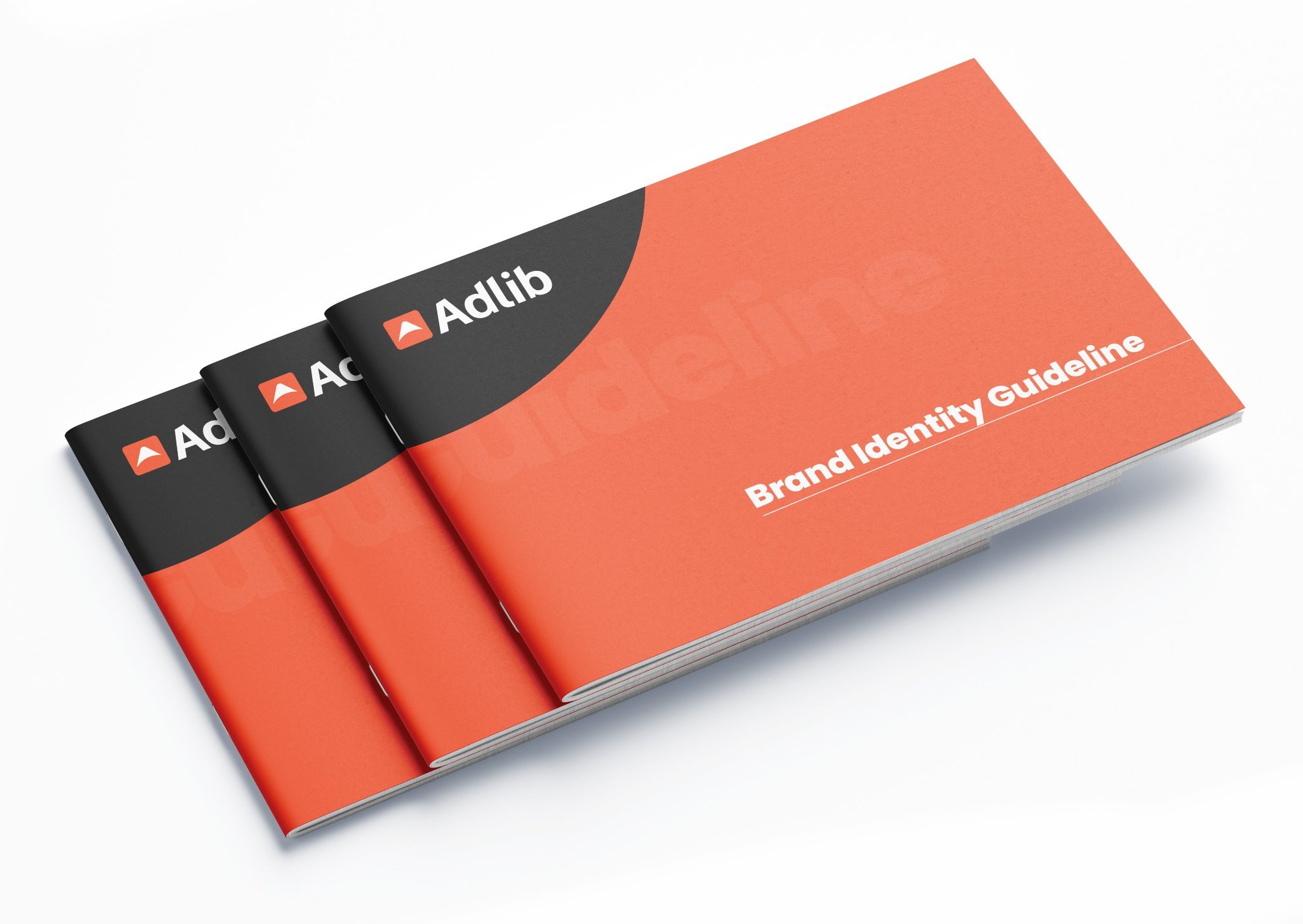 Orange Adlib brand identity guidelines featuring the custom Adlib wordmark.